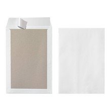 Pochettes dos carton blanche 250x353mm B4 auto-adhésives 130g par 3