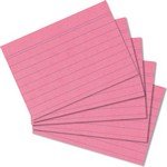 Fiches bristol A8 5,2x7,4cm 170g lignées rose par 100