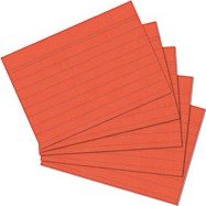 Fiches bristol A5 14,8x21cm 170g lignées orange par 100