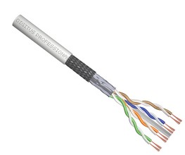 Cable patch brut Cat. 6, SF/UTP, 100 m, gris