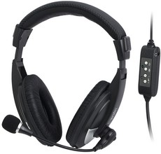 Casque audio USB, avec microphone, noir