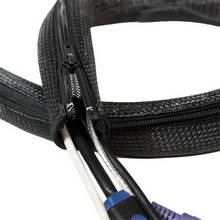 Gaine pour câble en tissu avec fermeture zip diam 35mm long 1m noir