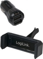 Chargeur USB de voiture + support de smartphone, en kit