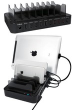 Station de chargement USB, 10 ports, 66 Watt, noir