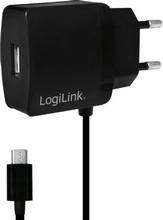 Chargeur secteur 1 port USB avec câble micro USB intégré fixe noir