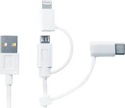 Câble de synchronisation et recharge port micro-USB, USB-C ou Lightning USB-A - micro 1 mètre blanc