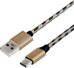 Câble de charge et données, USB-A male/USB-C mâle longueur 1m gaine tressée en nylon
