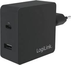 Chargeur secteur USB avec 2 ports, 1 USB-A ET 1 USB-C 45 Watts noir