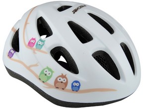 Casque de vélo pour enfants hibou, taille: S/M, blanc