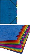 Trieur 12 compartiments couleurs easyorga A4 carton bleu