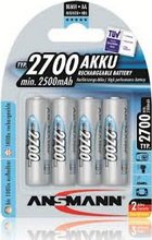 Piles rechargeables NiMH AA 1,2 V 2700 mAh haute capacité lot de 4