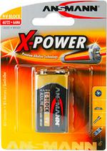 Piles Alcaline X-Power 9V bloc E 6LR61, 6LF22 9 volts blister de 1