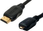 Câble de connexion HDMI, fiche A mâle - fiche D mâle, noir