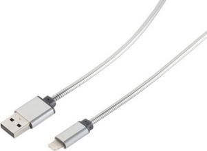 Câble de données et de charge BASIC-S USB A mâle - 8 broches mâle argent 1 mètre
