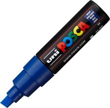 Marqueur peinture Posca PC-8K pointe biseautée large 8mm bleu foncé