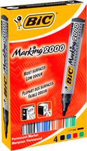 Marqueur permanent Bic Marking 2000 pointe biseautée plastique étui de 4