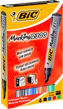 Marqueur permanent Bic Marking 2300 pointe biseautée plastique étui de 4