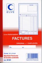 Carnet Factures 50 feuillets numérotés autocopiants A5 210x140mm dupli