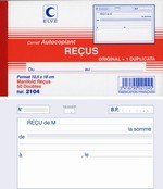 Carnet Reçu 50 feuillets autocopiants 105 x 180 mm dupli