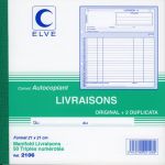 Carnet Bon de livraison 50 feuillets numérotés autocopiants 210x210mm tripli