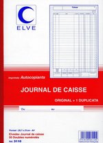 Carnet autocopiant Journal de Caisse numéroté A4 dupli 50 feuillets