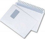 Enveloppes blanches 100g C4 229x324mm bande siliconée fenêtre droite 50x100mm 250pcs