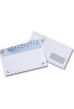 Enveloppes blanches 110x220mm DL 80g fenetre 35x100mm par 500