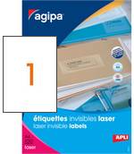 Etiquettes invisibles A4 210x297 mm transparentes Agipa par 100