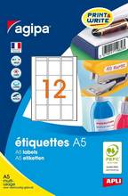 Etiquettes Blanches Multi-Usage 48,5x38mm étui de 192 sur 16 feuilles A5