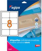 Etiquettes invisibles 99,1x67,7 mm transparentes Agipa par 160