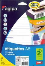 Etiquettes Expéditeur-Destinataire 64x133mm 48 étiquettes sur format A5