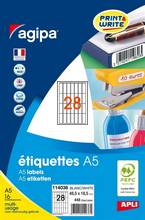 Etiquettes Blanches Multi-Usage 18,5x48,5mm étui de 448 sur 16 feuilles A5