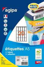 Etiquettes Blanches Multi-Usage 25x48,5mm étui de 320 sur 16 feuilles A5