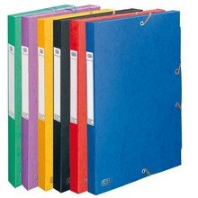 Boite classement A4 carton Boston avec elastique dos 25mm assorties