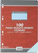 Copies simples perforées bleues 100 pages A4 80g Grand carreaux seyes