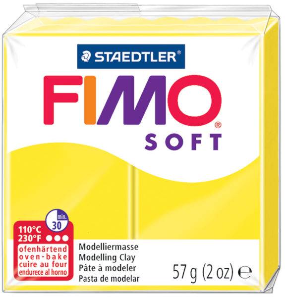 Fimo Soft pate à modeler à cuire jaune 57 g