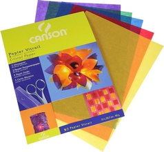 Papier vitrail A4 21 x 29,7 cm 40 g coloris assortis pochette de 5 feuilles