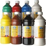 Gouache liquide 1000ml 8 flacons couleurs assorties