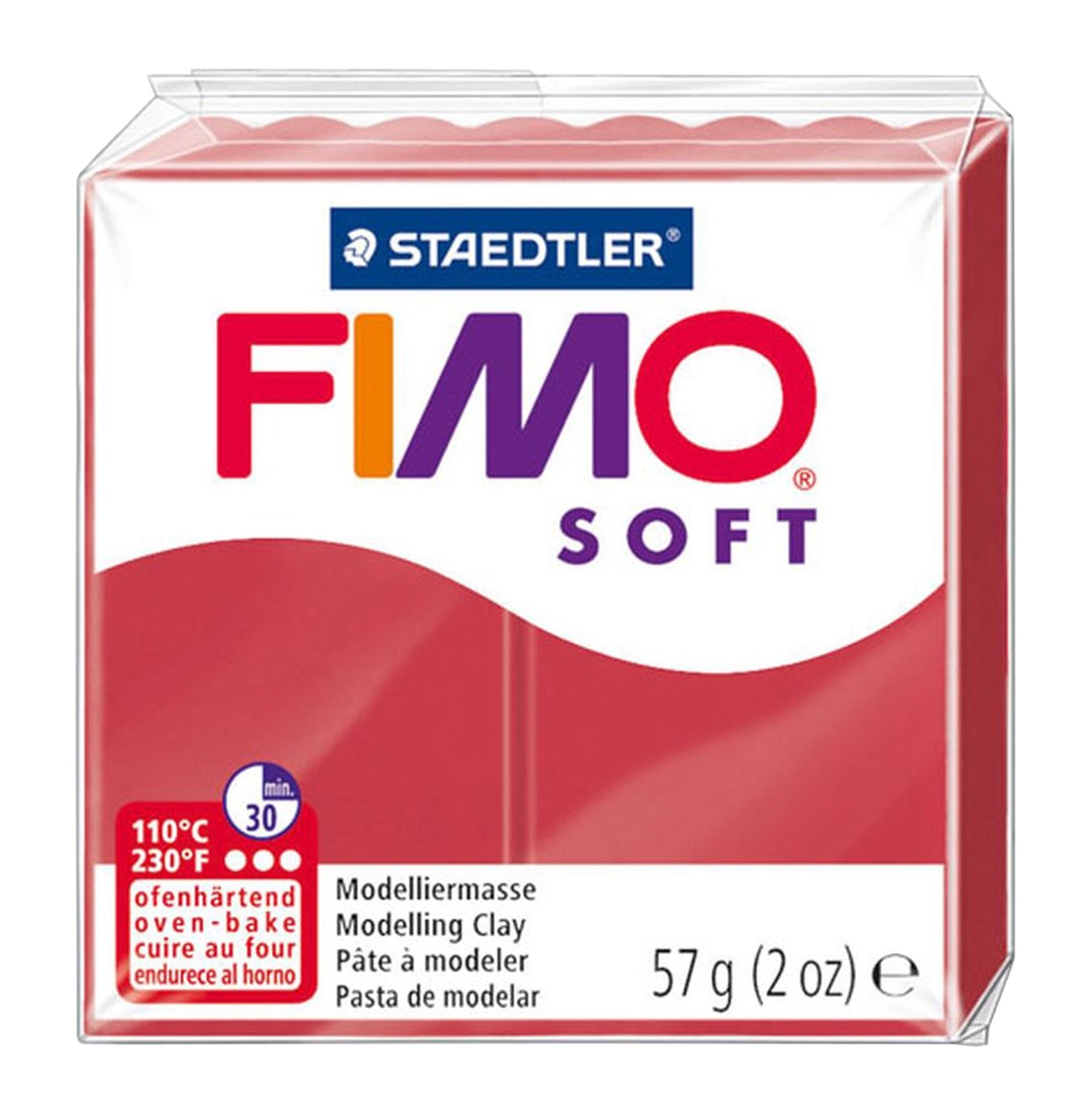 Fimo Soft pate à modeler à cuire rouge cerise 57 g