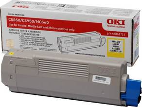 Toner OKI pour imprimante laser C5850, C5950, MC560 6000 pages jaune