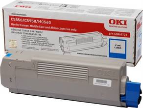 Toner OKI pour imprimante laser C5850, C5950, MC560 6000 pages cyan