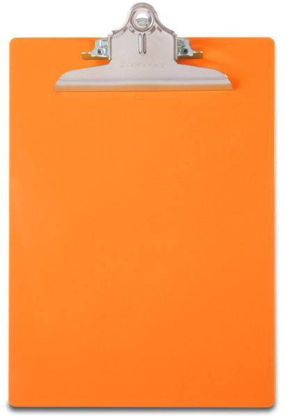 Porte-bloc à pince Safety entièrement plastique A4 orange fluo
