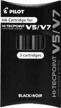 Cartouches d'encre pour stylo roller V5/V7 Hi-Tecpoint étui carton de 3 noir