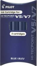 Cartouches d'encre pour stylo roller V5/V7 Hi-Tecpoint étui carton de 3 bleu