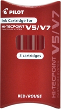 Cartouches d'encre pour stylo roller V5/V7 Hi-Tecpoint étui carton de 3 rouge