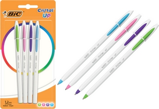 Stylos-Bille BIC Cristal Up Fashion Pointe Moyenne 1,2 mm coul assorties blister de 4