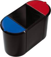 Corbeille papier tri sélectif 3 compartiments 20+9+9l  noir, bleu, rouge