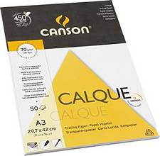 Bloc 50 feuilles calque microfine satinée A3 70g