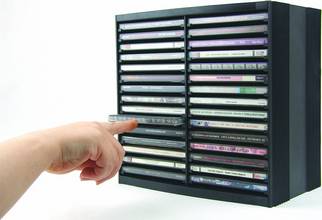 Rangement CD à système d'éjection pour 30 CD en Boitiers CD standards