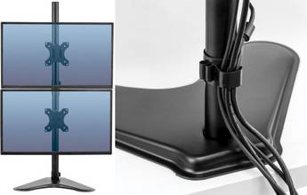 Bras porte-écrans double vertical sur pied Professional Series pour écrans 32  
